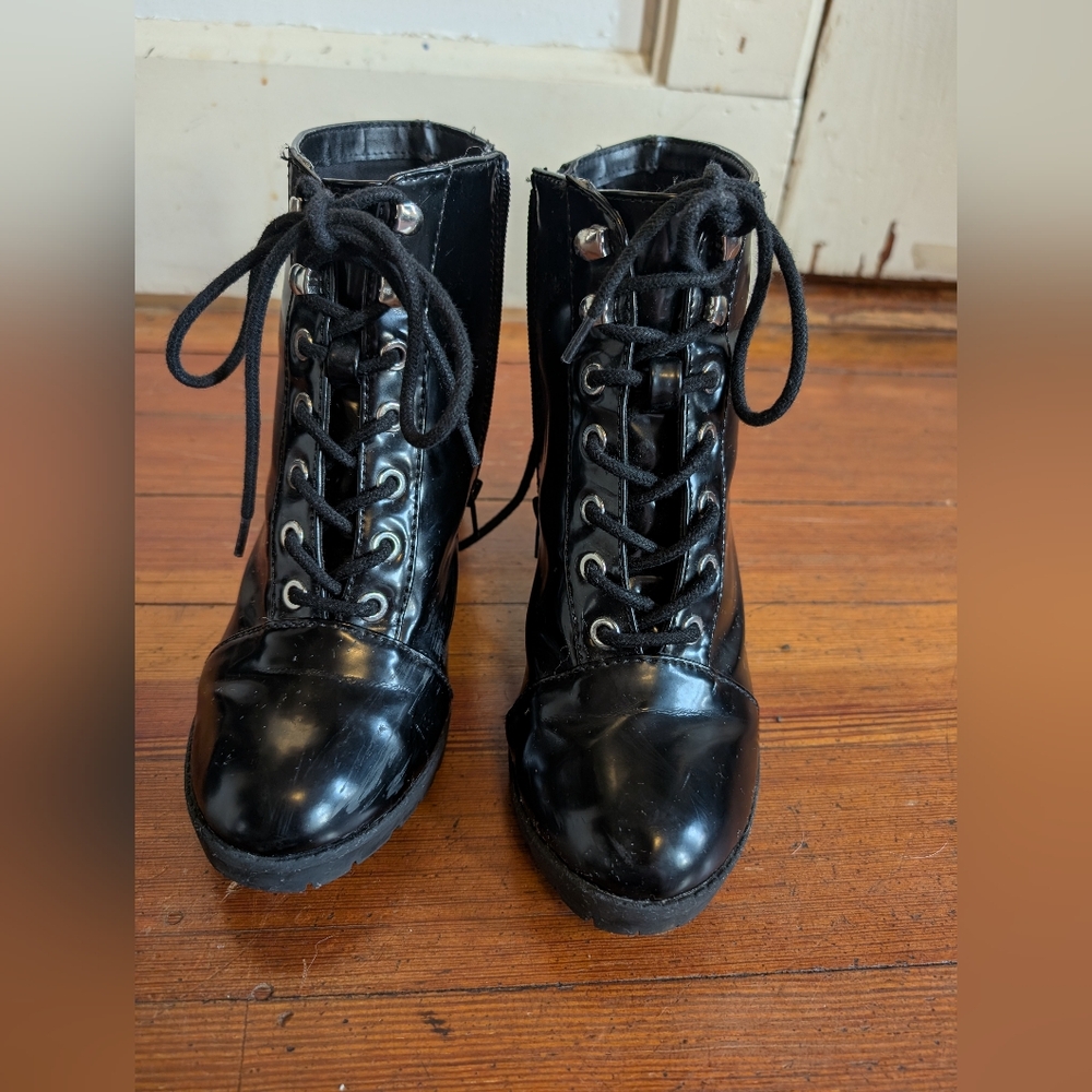Black Lace-Up Ankle Boots
